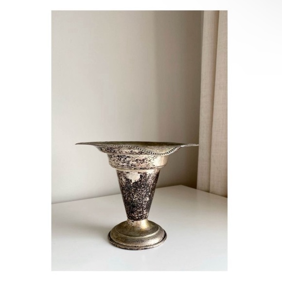 Antique Silver Metal Vessel / Object / Vase / Accent - Picture 2 of 8